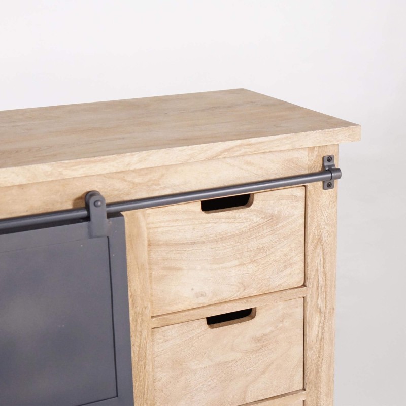 Wastafelmeubel in massief hout en metaal 80 cm - Detroit