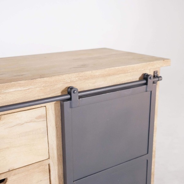 Wastafelmeubel in massief hout en metaal 140 cm - Detroit