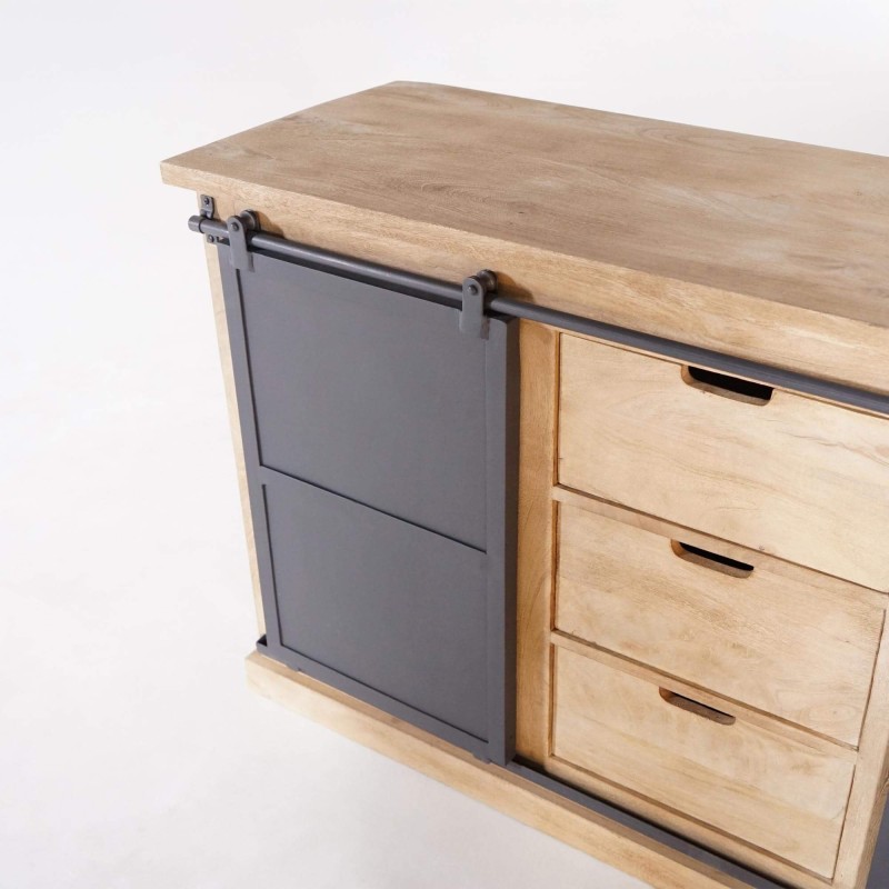 Wastafelmeubel in massief hout en metaal 140 cm - Detroit
