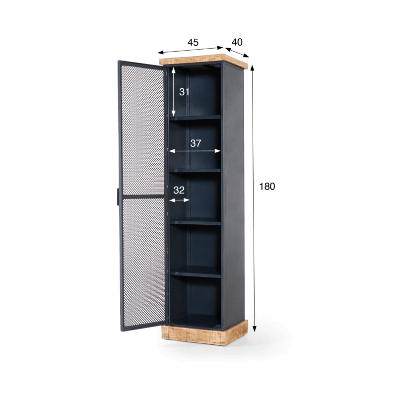 Industriële kast in hout en metaal - Cambridge