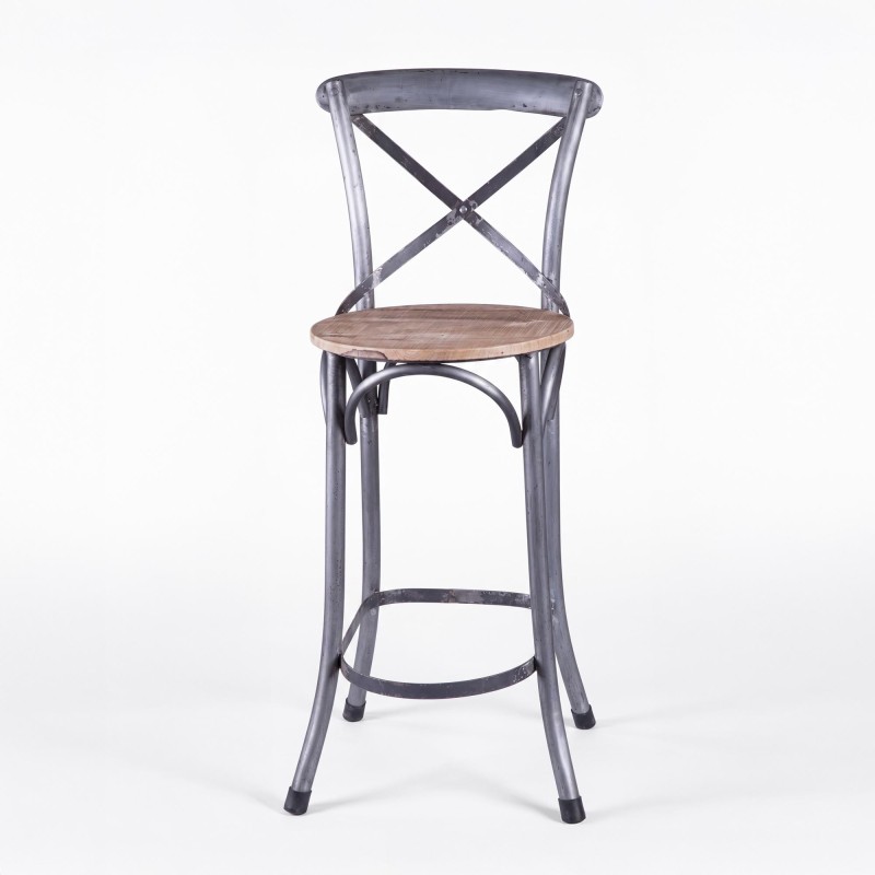 Bistro hoge stoel hout en metaal