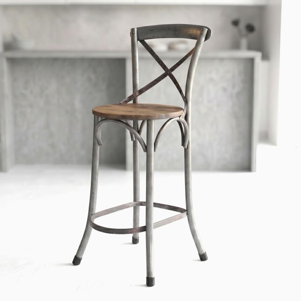 Bistro hoge stoel hout en metaal
