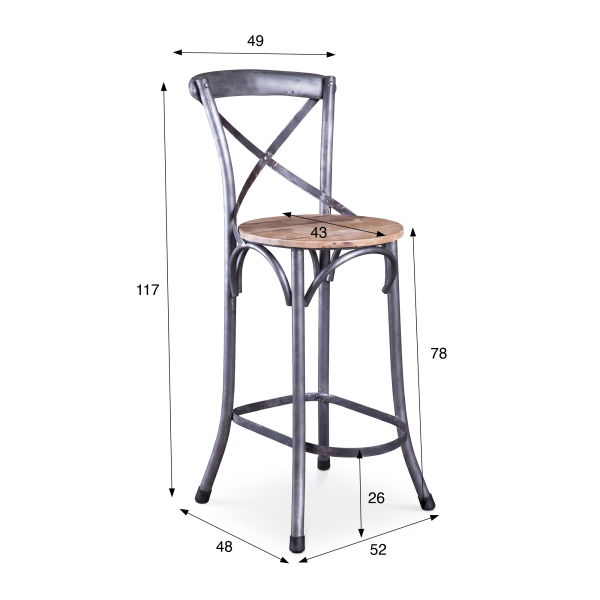 Bistro hoge stoel hout en metaal