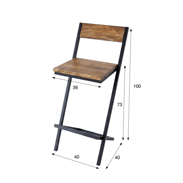 Houten en metalen barstoel - Linea