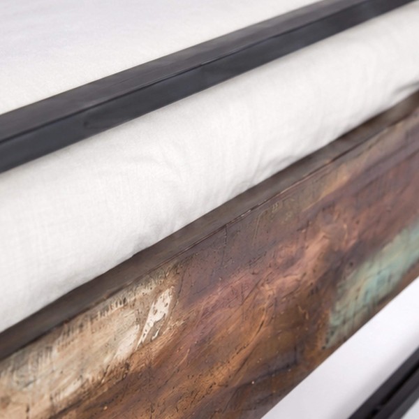 Industrieel tweepersoonsbed in gerecycleerd hout