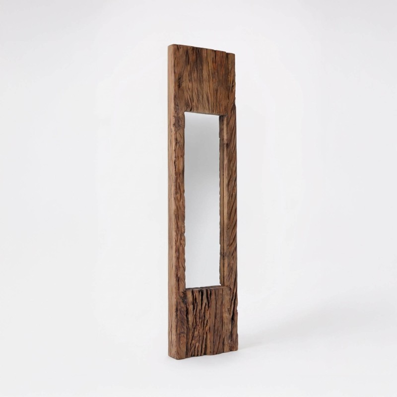 Rechthoekige spiegel van ruw hout 25 x 120 cm - Tree