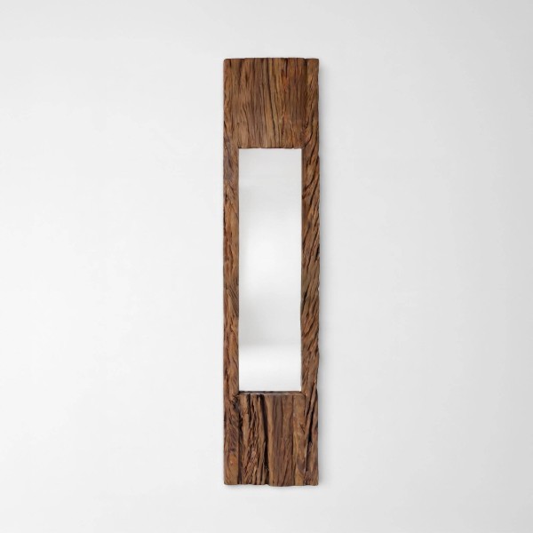 Rechthoekige spiegel van ruw hout 25 x 120 cm - Tree