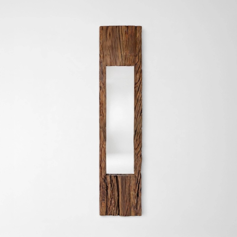 Rechthoekige spiegel van ruw hout 25 x 120 cm - Tree