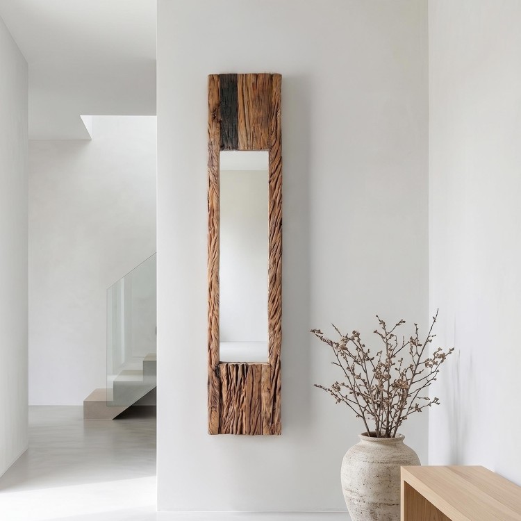 Rechthoekige spiegel van ruw hout 25 x 150 cm - Tree