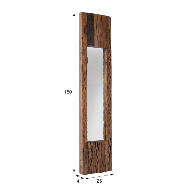 Rechthoekige spiegel van ruw hout 25 x 150 cm - Tree
