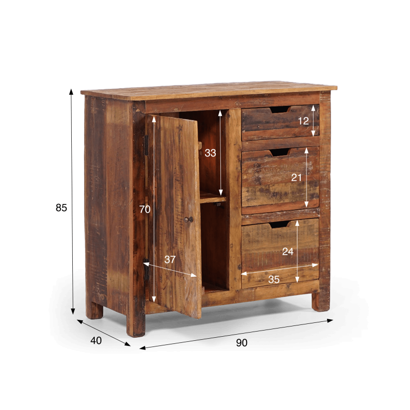 90 cm dressoir van gerecycled hout - Terra Nova