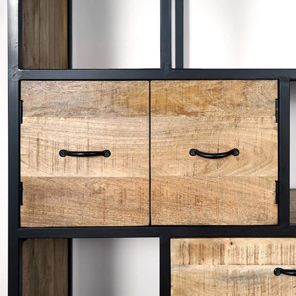 Industriële metalen kast met hout 185 cm x 100 cm - Walter