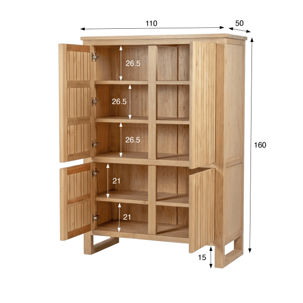 Hoge dressoir in massief hout  - Satya