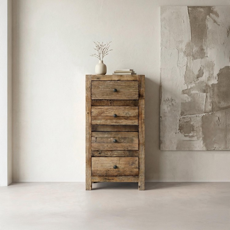Ladekast in donker, ruw oud hout - Antique