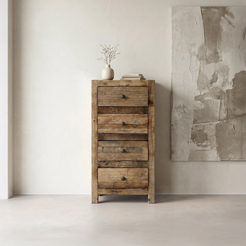 Ladekast in donker, ruw oud hout - Antique