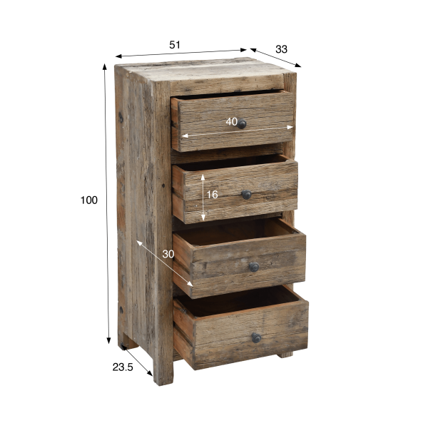 Ladekast in donker, ruw oud hout - Antique