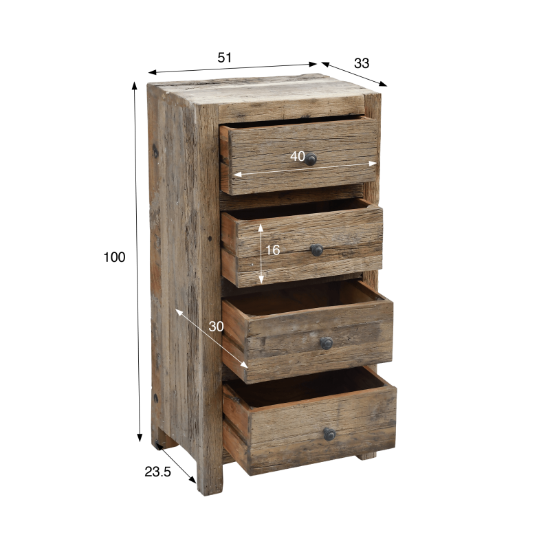Ladekast in donker, ruw oud hout - Antique
