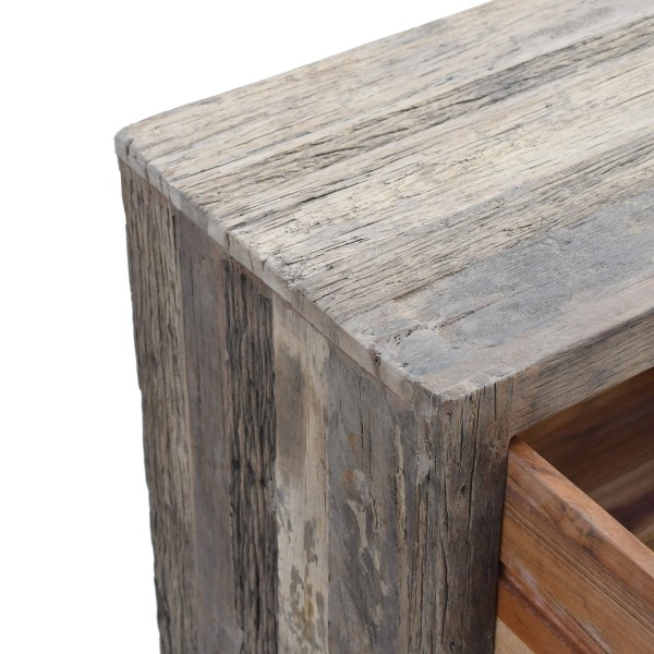 Console met 3 lades in donker, ruw oud hout - Antique