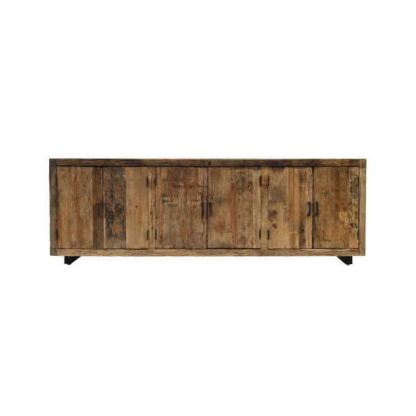 Dressoir in donker, ruw oud hout 220 cm - Antique