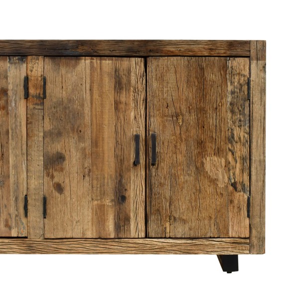Dressoir in donker, ruw oud hout 220 cm - Antique
