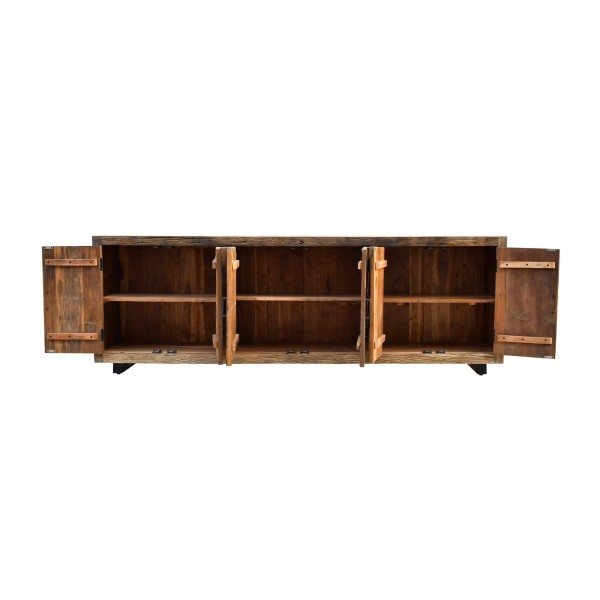 Dressoir in donker, ruw oud hout 220 cm - Antique