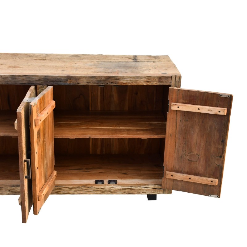 Dressoir in donker, ruw oud hout 220 cm - Antique