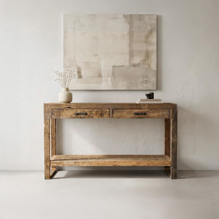 Console in massief, ruw oud hout - Antique