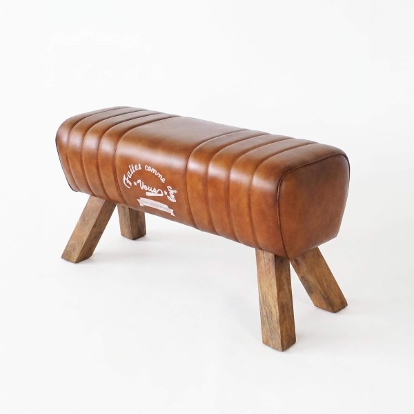 Bank van hout en natuurlijk leder - Navona