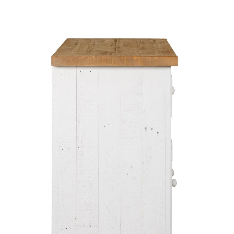 Dressoir in wit en houtkleurig massief grenenhout 160 cm - Mayfield