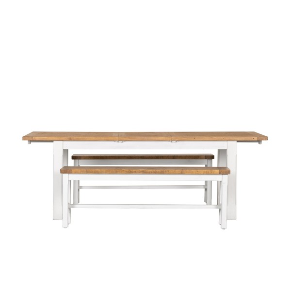 Uitschuifbare witte eettafel in massief grenenhout - Mayfield