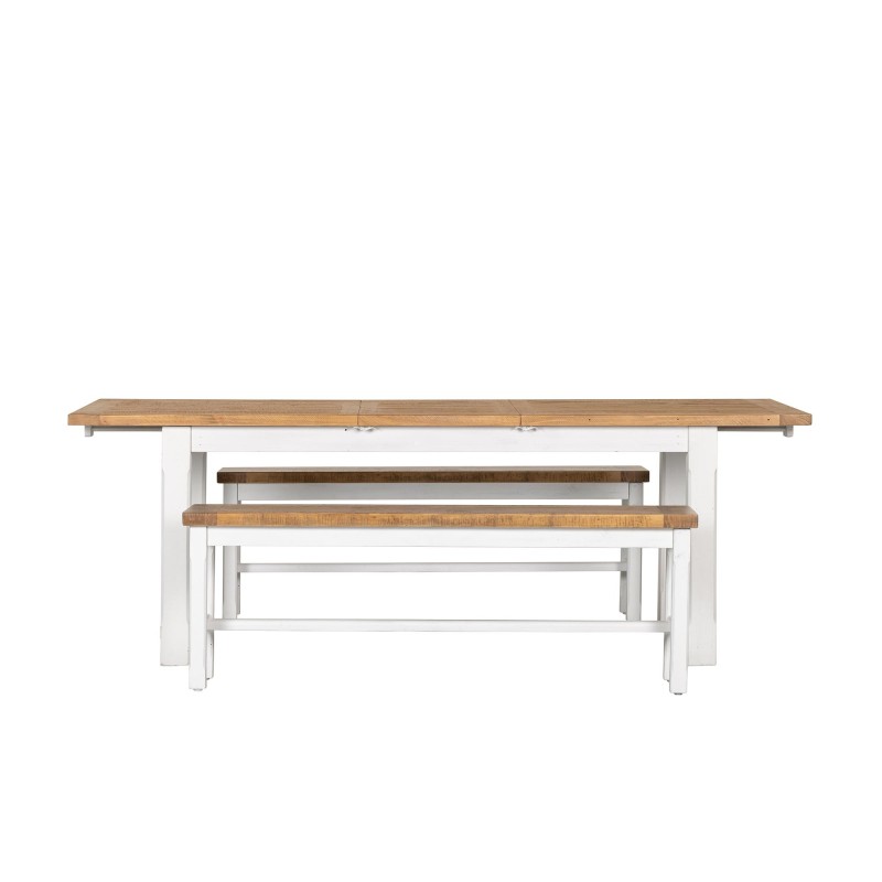 Uitschuifbare witte eettafel in massief grenenhout - Mayfield