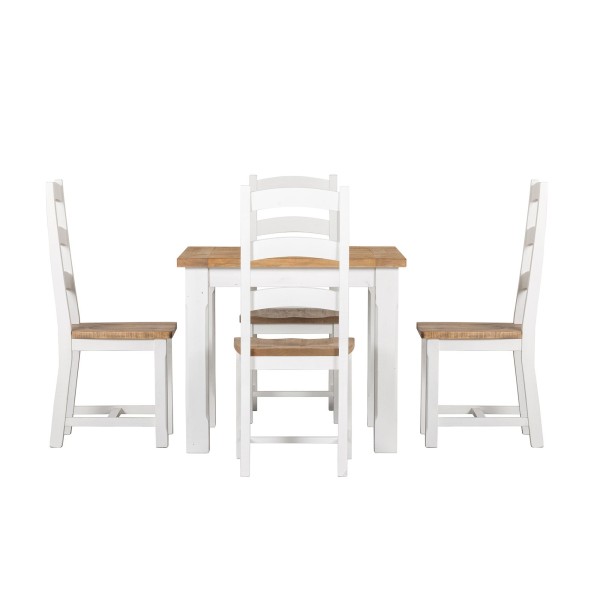 Vierkante witte eettafel in massief grenenhout - Mayfield