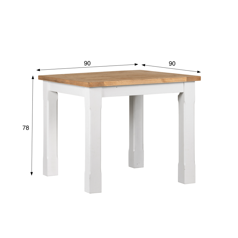 Vierkante witte eettafel in massief grenenhout - Mayfield