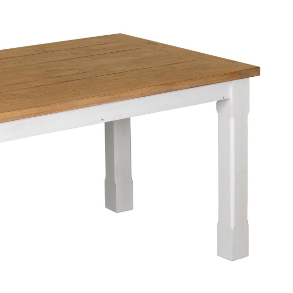 Eettafel in wit en houtkleurig massief grenenhout - Mayfield