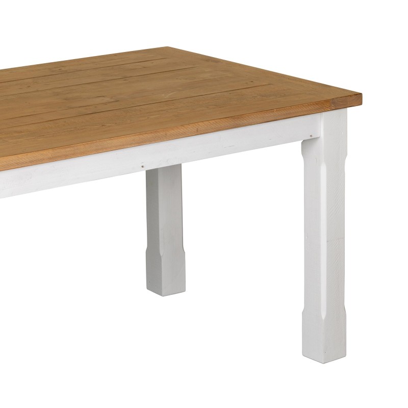 Eettafel in wit en houtkleurig massief grenenhout - Mayfield