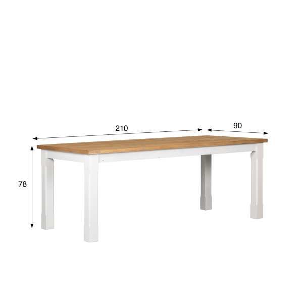 Eettafel in wit en houtkleurig massief grenenhout - Mayfield