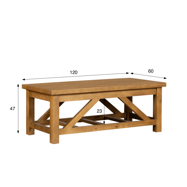 Salontafel in natuurlijk massief grenenhout - Richwood