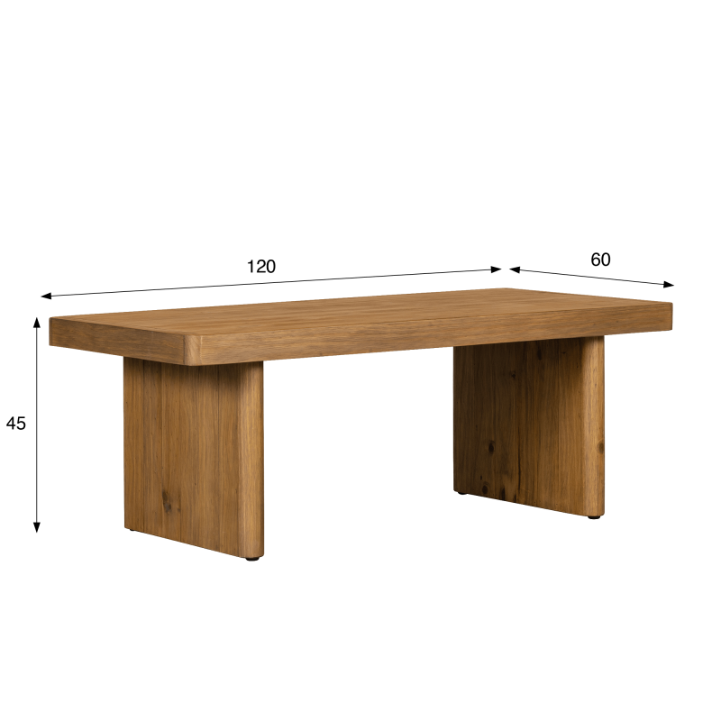 Salontafel in natuurlijk massief grenenhout - Valdora