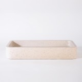 Rechthoekige badkamerwaskom in wit terrazzo 60 x 30 cm - Motu