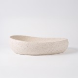 Ovale badkamerwaskom in wit terrazzo 60 x 40 cm - Aroha