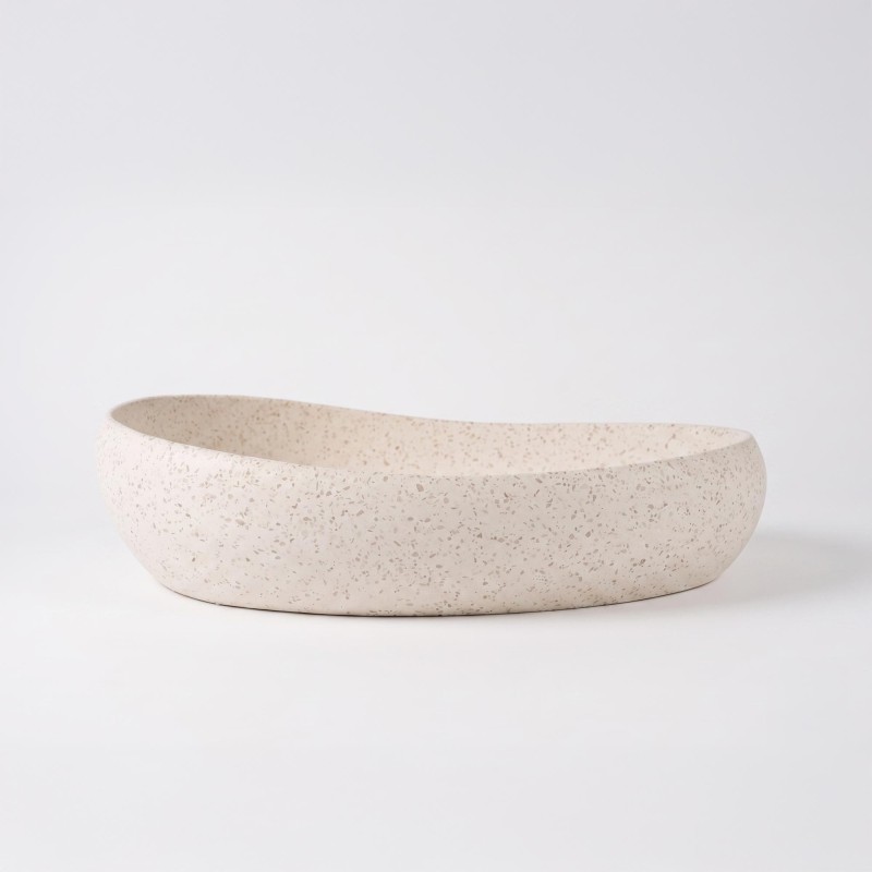 Ovale badkamerwaskom in wit terrazzo 60 x 40 cm - Aroha