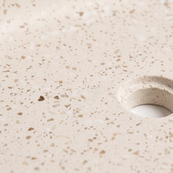 Ovale badkamerwaskom in wit terrazzo 60 x 40 cm - Aroha