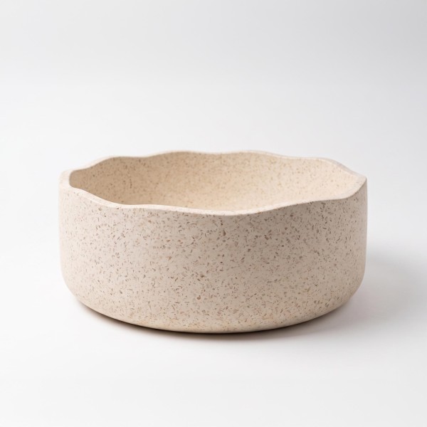 Ronde opzetwaskom voor de badkamer in terrazzo 40 x 40 cm - Flower