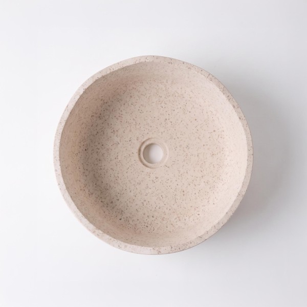 Ronde opzetwaskom voor de badkamer in terrazzo 40 x 40 cm - Flower