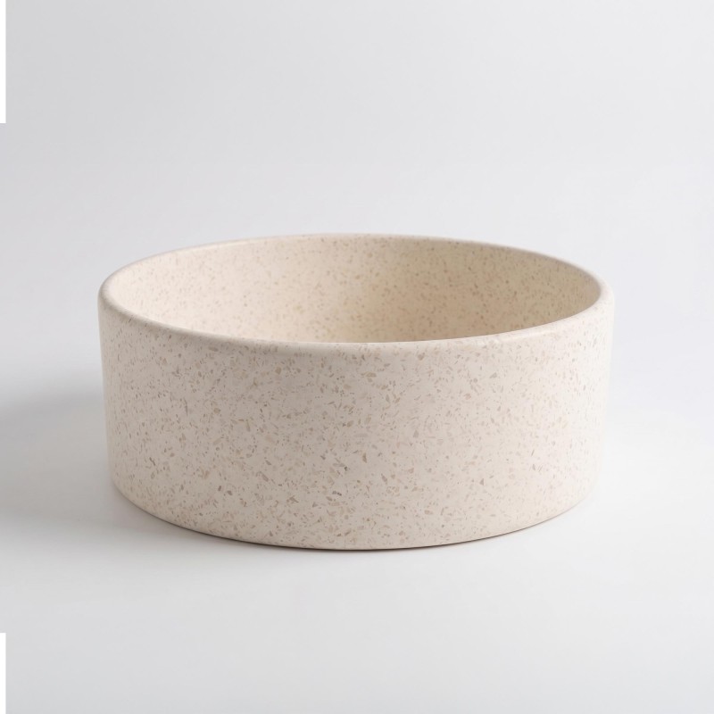 Ronde badkamerwaskom in wit terrazzo 40 x 40 cm - Nuku