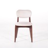 Eetkamerstoel in massief hout met walnootafwerking en beige stoffen bekleding - Svala
