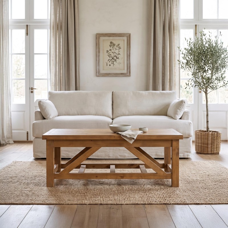 Salontafel in natuurlijk massief grenenhout - Richwood