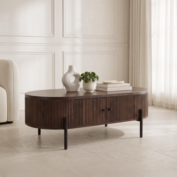 Moderne salontafel van bruin massief hout - Sohana