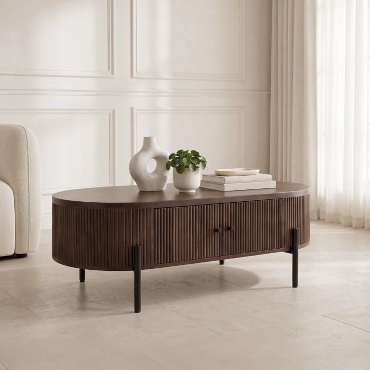 Moderne salontafel van bruin massief hout - Sohana
