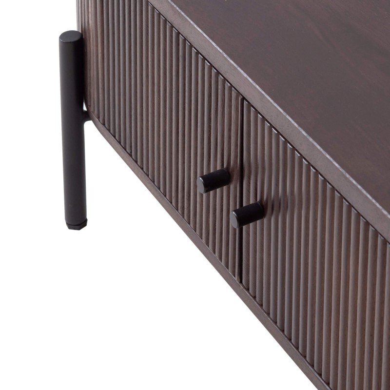 Moderne salontafel van bruin massief hout - Sohana